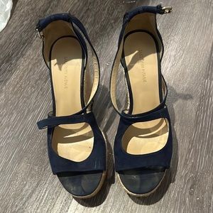 Navy espadrille wedges